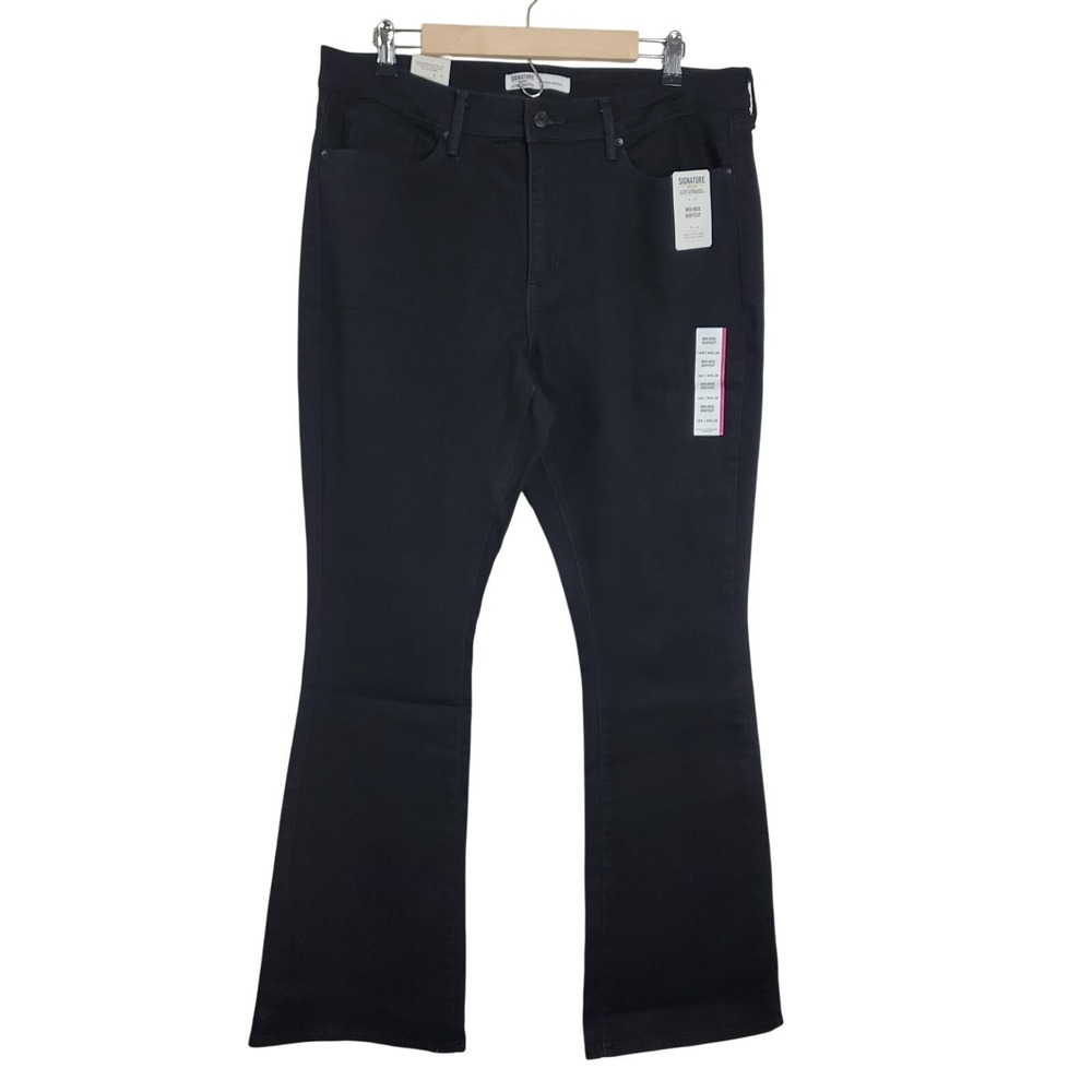 Womens Levi Strauss Signature‎ Mid Rise Bootcut Jeans 16W 33x32 NWT Black Denim